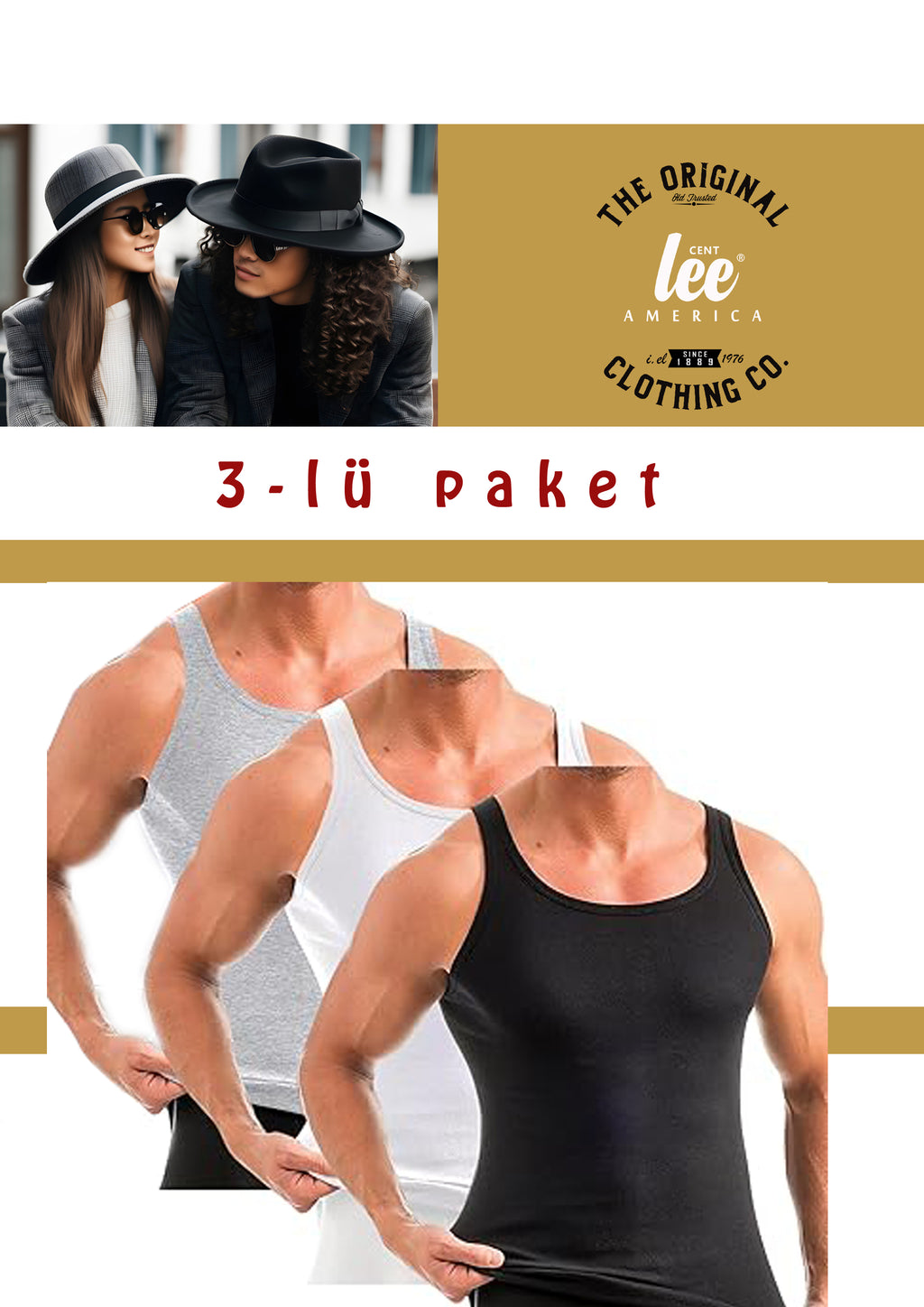 atlet penye fit kalıp 3 lü paket askılı